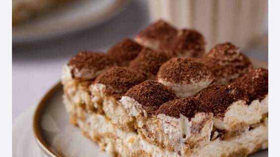 Tiramisu dusted with cocoa
